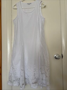 Notations White Eyelet & Floral Lace Midi Dress